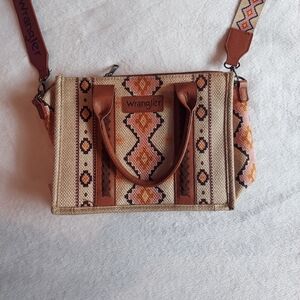 Wrangler Tan and Brown Geometric Crossbody Bag